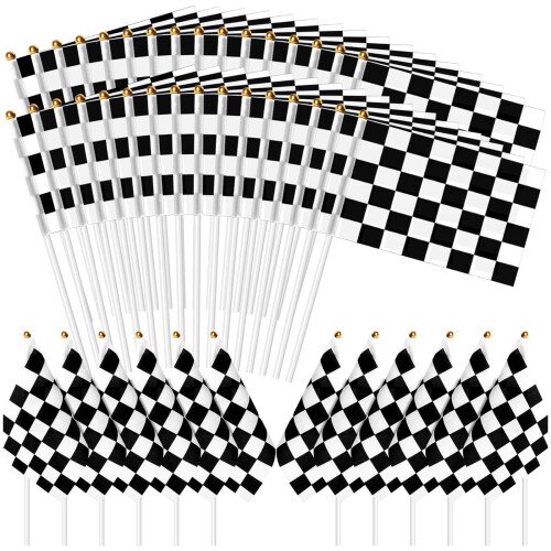 Kind Girl 50 Pack Checkered Flag Racing Flag Hand Held Stick Flags Black White Checkered Flag Racing Pennant Banner Flagsdecorations Supplies For Racingrace Car Partysport Eventskids Birthday