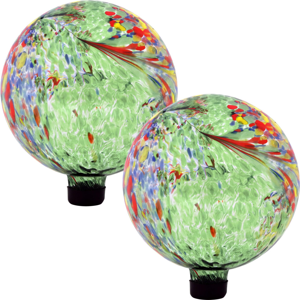 Sunnydaze Groene Artistieke Glazen Gazing Ball Globe 10Inch Set Van 2-image