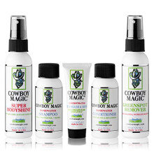 Cowboy Magic Shampoo, Balsam, Utredare & Glans, Super Bodyshine, och Greenspot Borttagare Kit