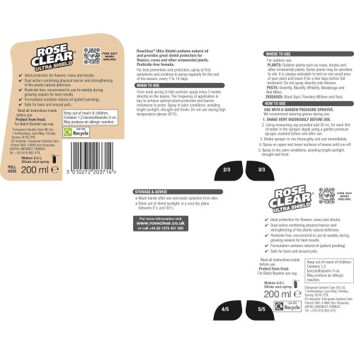 Rose Clear Ultra Shield Bug Killer Concen. Plant Insect Control 200ml 1