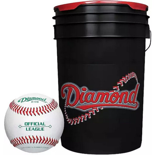 Diamond 6-Gallonen-Balleimer mit 30 DOB-Baseballs, Schwarz