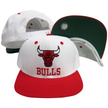 Chicago Bulls Word wei/rot zweifarbiger Kunststoff-Snapback, verstellbare Snap-Back-Mtze/Kappe aus Kunststoff