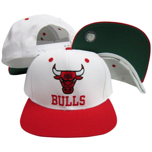 Adidas Chicago Bulls Word White/Red Two Tone Plastic Snapback Adjustable Plas