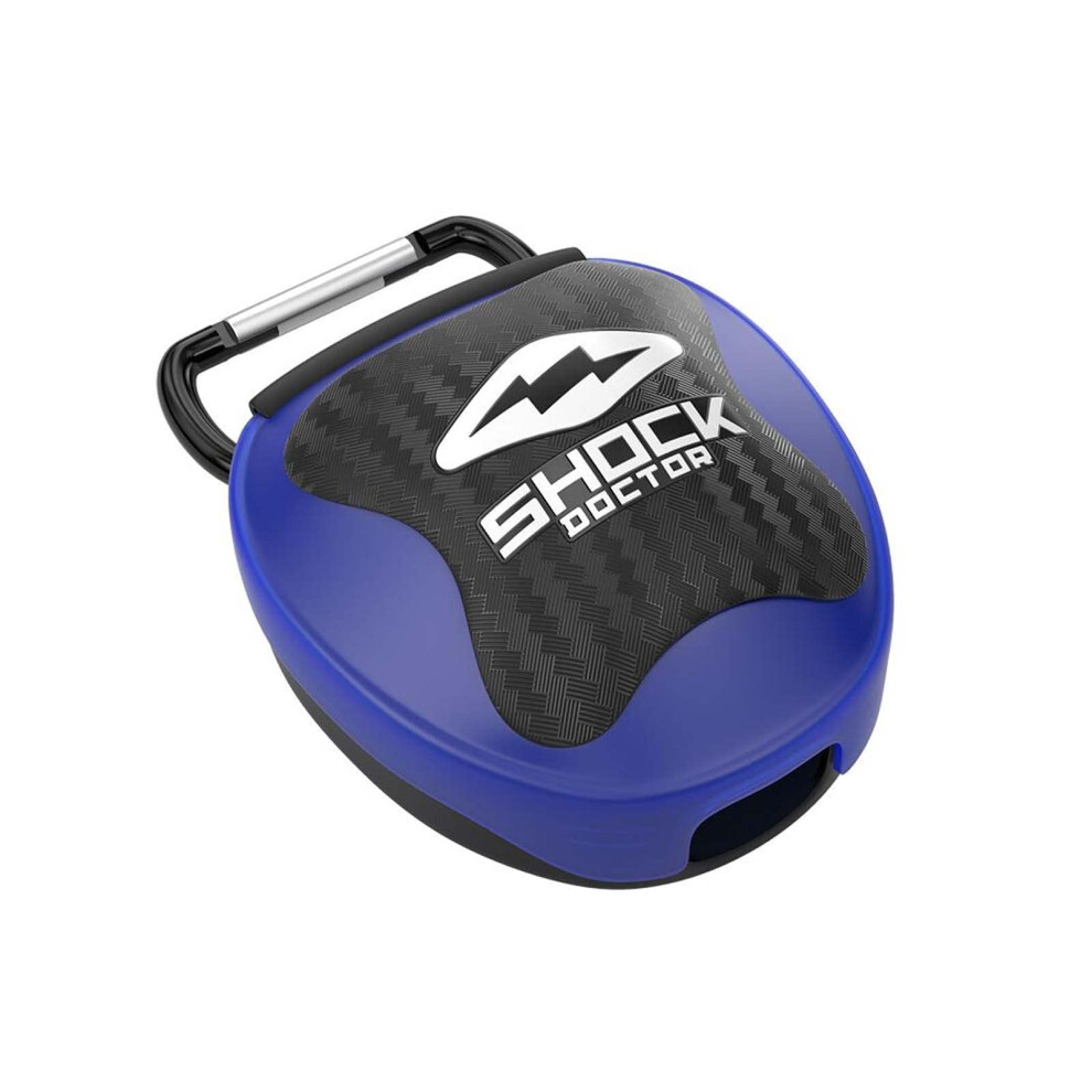 Fi-Choque Shock Doctor Ventilated Mouth Guard Case Universal Storage For Adult & Youth Sizes Trans Blue
