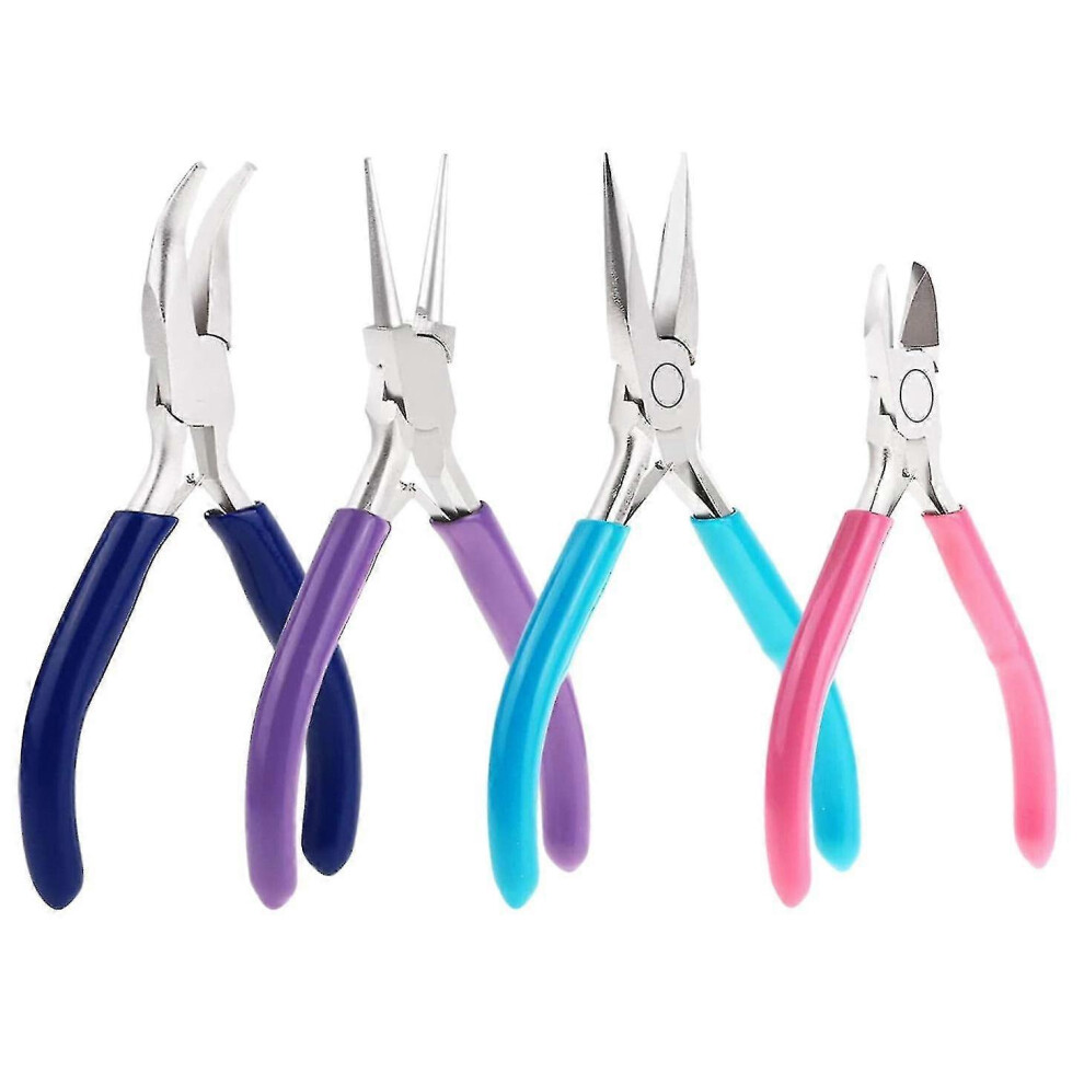 4 Pcs Jewelry Making Tools Kit Jewelry Pliers with Needle Nose Pliers for Crafts Wire Wrapping Jewe