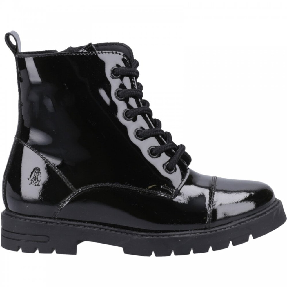 Hush Puppies (7 (Adults'), Black) Lauren Patent Senior Black Girls Lace & Zip School Shoes