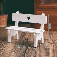 (White) Mini Wooden Garden Bench Decorative Photo Props