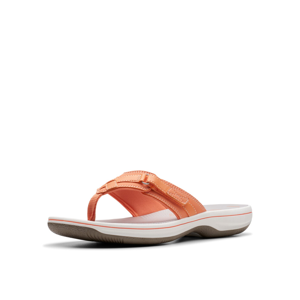 Clarks Women's Breeze Sea Flip-Flop Tangerine/Pop Synthetic 6