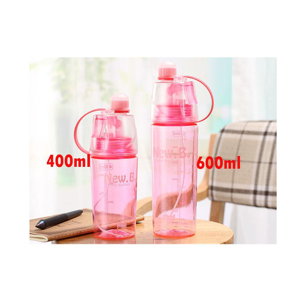 (Red, 400ml) Portable Cup Spray With Cover Summer Plastic Water Bottle Outdoor Sport 400600m-image-OPC-PG6VRHF-NEW