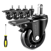 AGPtEK Office Chair Casters with Brake Heavy Duty 2.5"" Universal Fit Locking Casters with Screwdriver  Safe Roller Wheel Replacement All wi