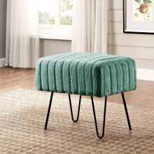 Casa Soft Things Super Mink Pele sinttica Banco otomano verde 19"""" x 13"""" x 17"""" H Eden Sala de estar Descanso para os ps Banqueta de entrada B
