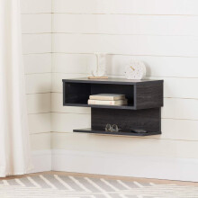 South Shore Furniture Sazena Floating Nightstand  Gray Oak 22.25 in x 11.75 in x 13.25 in