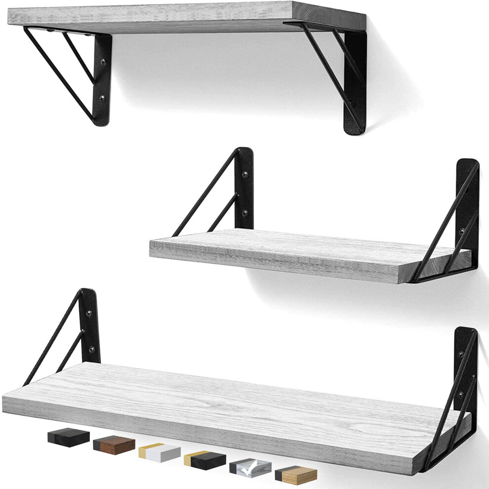 BAYKA Wall Shelves for Bedroom Decor Floating Wall Shelves for Living Room Kitchen Storage Wall Mounted Rustic Wood Floating S