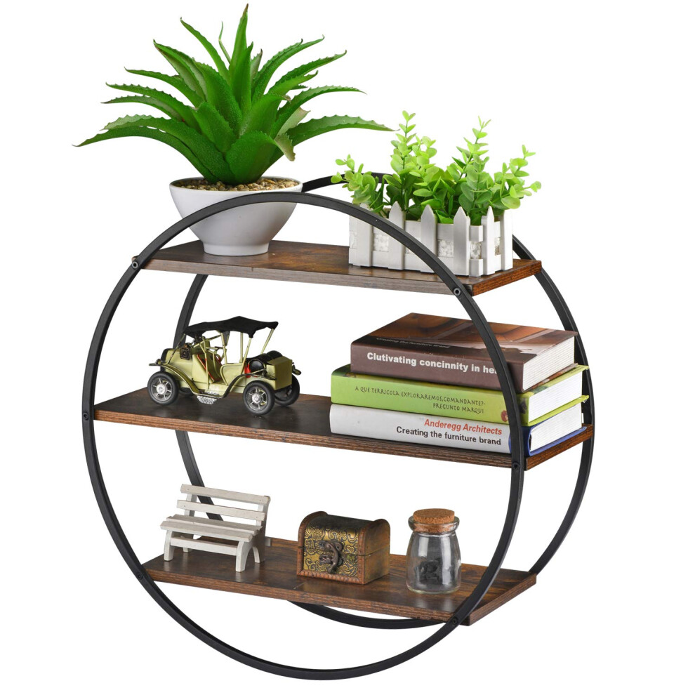 Bcozlux Floating Shelves 3 Tier Decorative Geometric Circle Metal And 673869850651