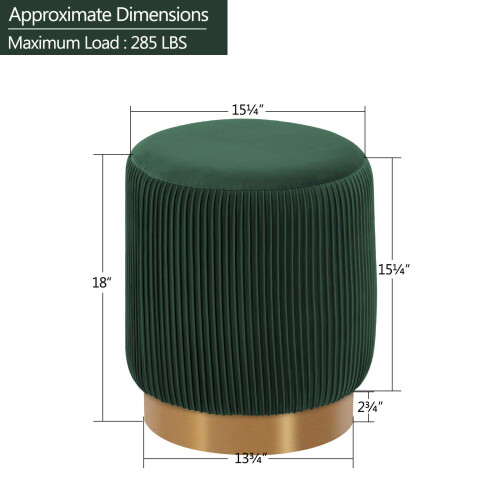 DUHOME Moderner runder Ottoman-Fußhocker aus Samt, Khaki 1