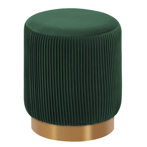 DUHOME Moderner runder Ottoman-Fußhocker aus Samt, Khaki