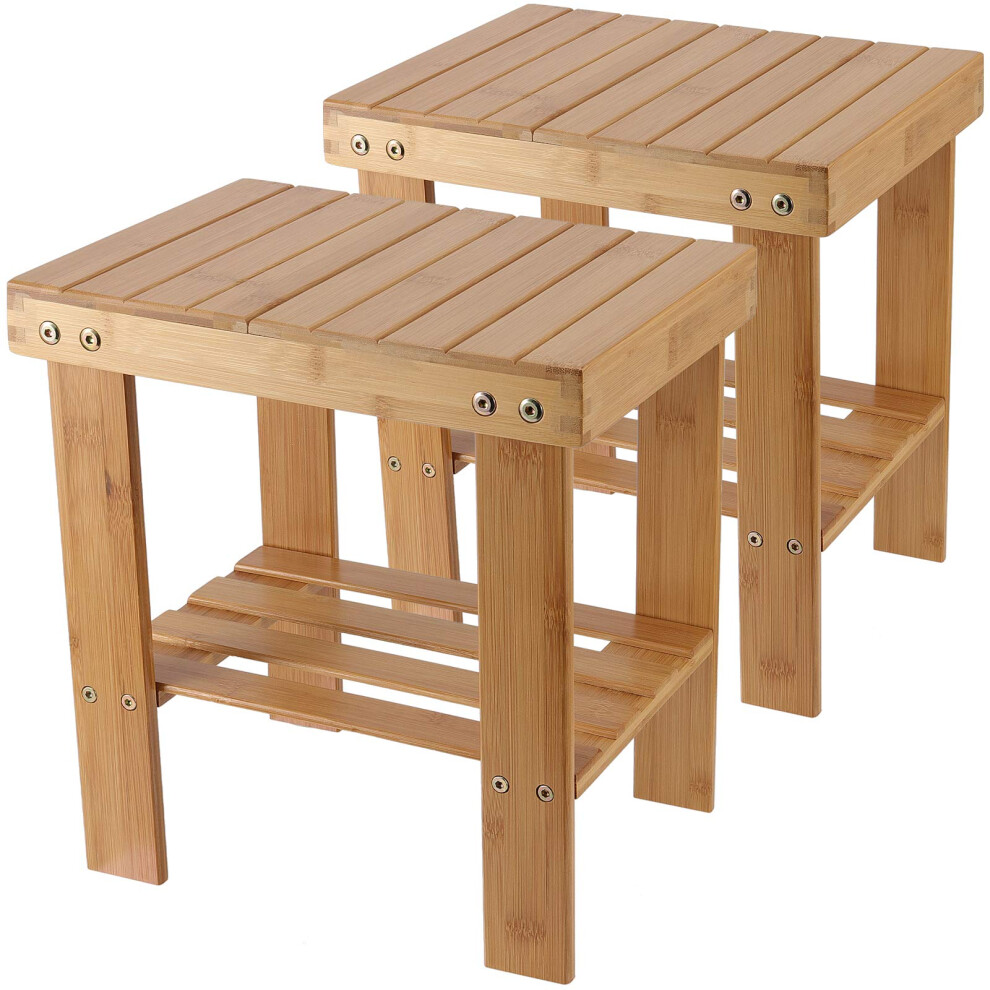 ZEONHAK 2 Pack 12.3 x 9.4 x 13.2 Inches Bamboo Step Stool  Bamboo Foot