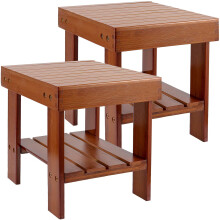 ZEONHAK 2 Pack 11 x 9 x 10 Inches Bamboo Step Stool  Bamboo Foot Stool