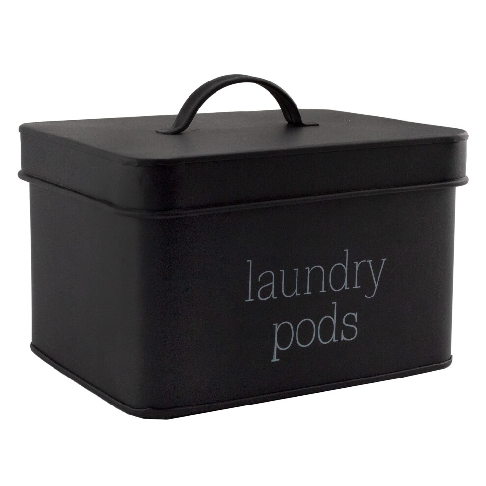 AuldHome Enamelware Laundry Pod Holder (Black)  Modern Farmhouse Laundry Pod Storage Container-image-OPC-PFNHVM8-NEW