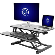 VIVO 28 inch Desk Converter K Series Height Adjustable Sit to Stand Riser Dual Monitor and Laptop Workstation with Keyboard Tray Black DESK-V028K