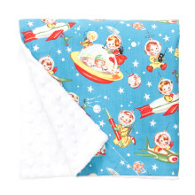 Original Babydecke mit Elefantenohren fr Jungen und Mdchen, weiches Minky fr Neugeborene und Kleinkinder, Plschdecke (Retro-Raketen, gro, 68,6 x