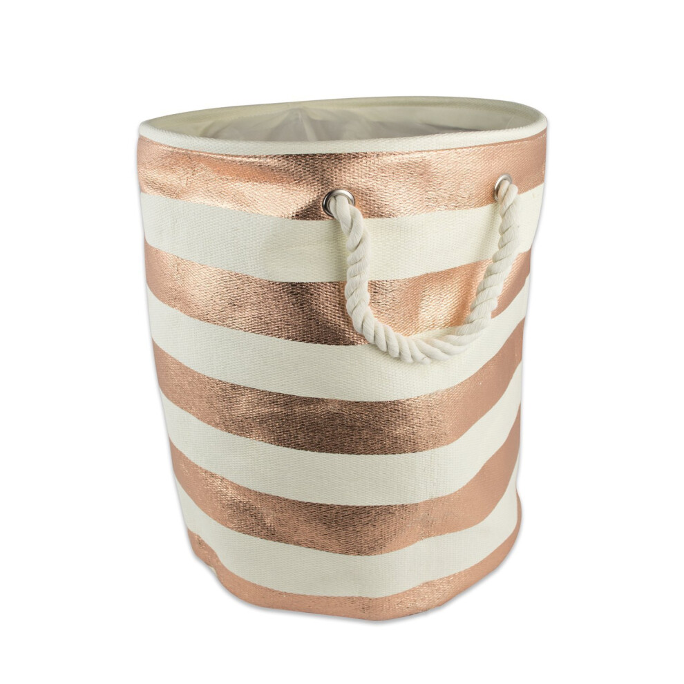 DII Collapsible Laundry Hamper/Storage Basket Stripe Woven Paper Copper Stripe Small