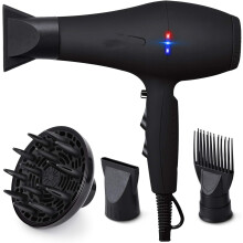 (Black) Hair Dryer Professional 2100W Salon Hairdryer Ionic Far Infrared 2 Speed 3 Heat Cool Shot Setting AC Motor Blow Dryer with Diffuser/Concentrator/Comb