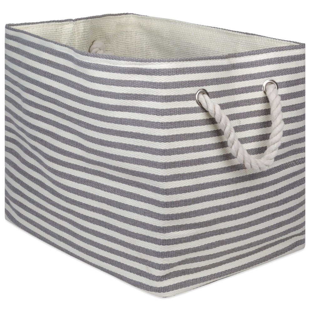 DII Woven Paper Storage Bin Pinstripe Gray Medium Rectangle