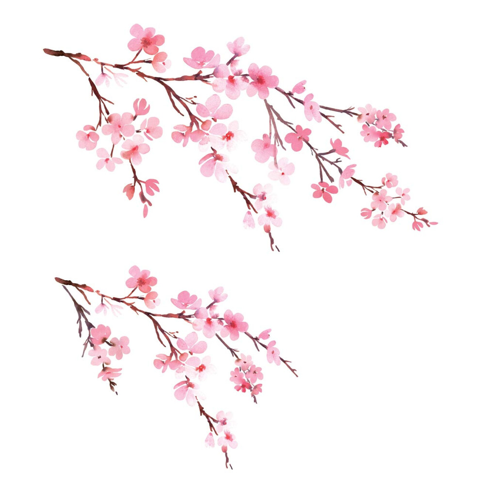 Decowall Dwl-1903 Watercolor Cherry Blossoms Kids Wall Stickers Wall D