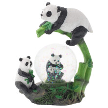 Elanze Designs Panda-Br-Familie, China, magische, skurrile Tischkommode, Nachttisch-Figur, Miniatur, 45 mm, robuste Polyresin-Glitzer-Wasser-Schneek