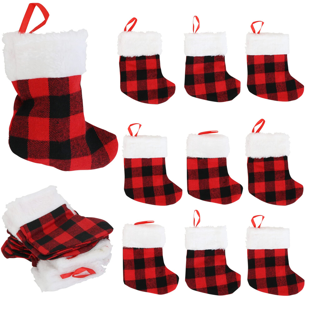 Mini-chaussettes de No   l Iconikal, 6 pouces, motif     carreaux de buffle rouge, paquet de 24