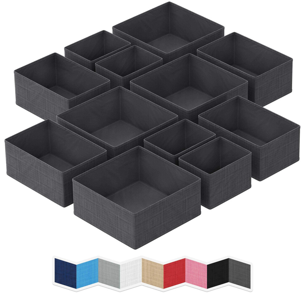 Organisateur de tiroir pour v   tements, lot de 12, gris fonc    - Organisateur de commode pour N