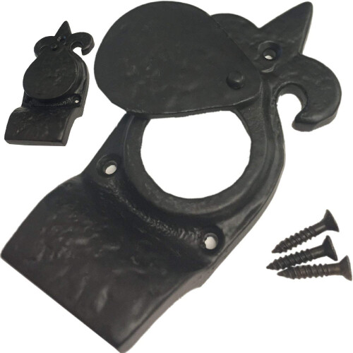 Letter Box Plate Fleur De LYS Cylinder Pull, Ring Door Knocker Set 2