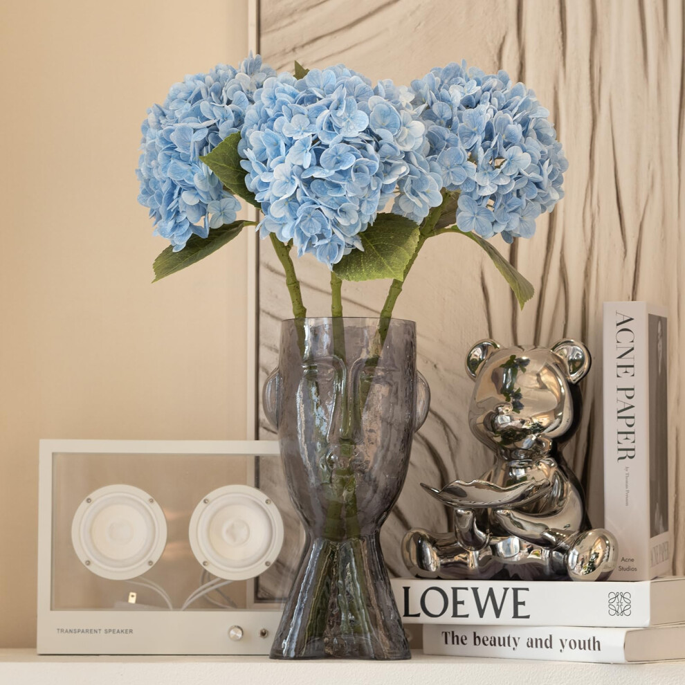 Duyone 3PCS 22 Inch Realistische Kunstmatige Hortensia Grote Real Touch Bloemen Kunstmatige Bloemen Droge Bloemen Buiten Bruiloft Chris-image