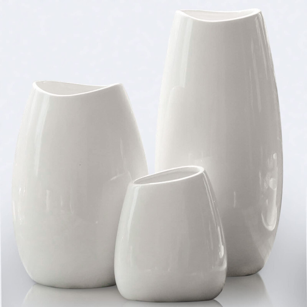 Set Di 3 Vasi Da Fiori In Ceramica Per La Decorazione Della Casa, Moderno Vaso Bianco Per Centrotavola, Ideale Per Mensole, Tavoli, Soggiorno, Decorazione Per La Casa, Bianco-image