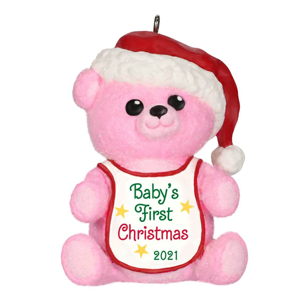 Hallmark Keepsake Christmas Ornament, Year Dated 2021, Baby Girls First Christmas Bear Pink Hallmark Cards Inc. - Hallmark Keepsake Ornament
