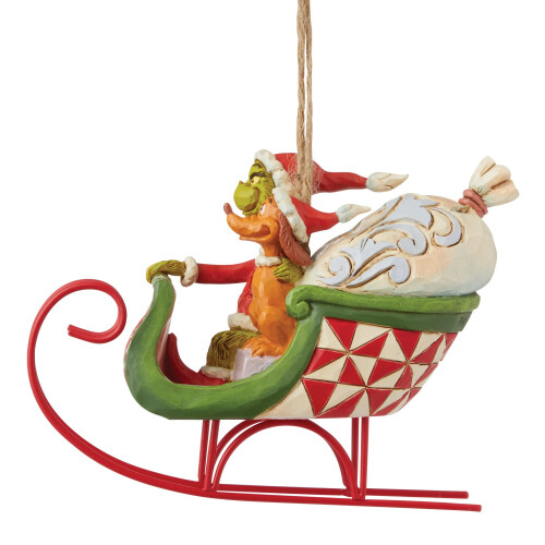 Enesco Jim Shore Dr. Seuss The Grinch e Max em Ornamento de Sleigh pendurado Multicolor de 3,34 polegadas 2