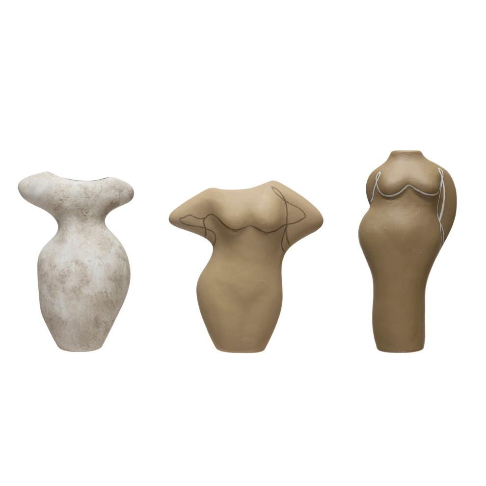 Vases Figurines En Terre Cuite Bloomingville En Forme De Corps, Lot De 3 D Cors, Multicolore, 3-image