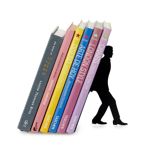 Supporto per libri - Troppi libri - Nero - Metallo - 20 cm di altezza - 17 cm di lunghezza