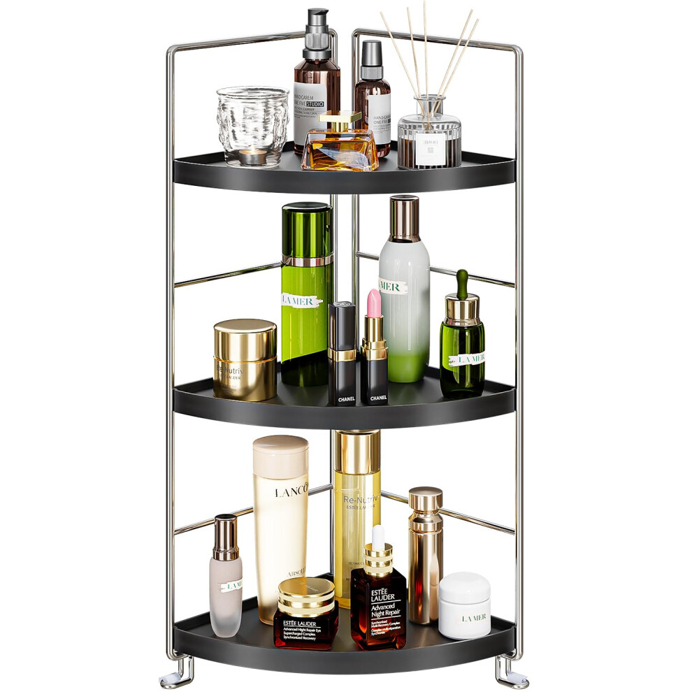 KINGBERWI Organiseur d'angle de salle de bain     3 niveaux, meuble de rangement pour produits de beaut   , noir