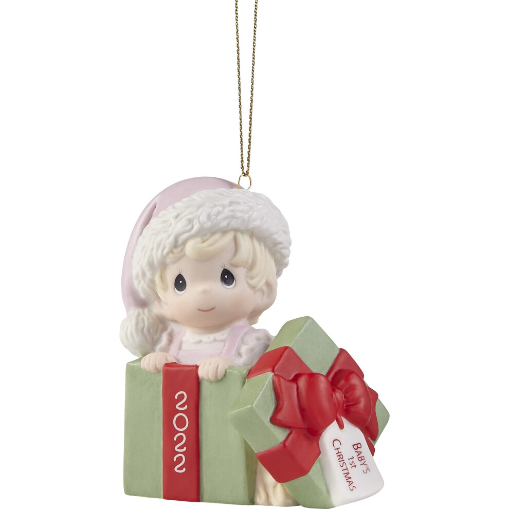 Precious Moments 221005 Babyas First Christmas 2022 Dated Girl Bisque Porcelain Ornament Momentos Preciosos