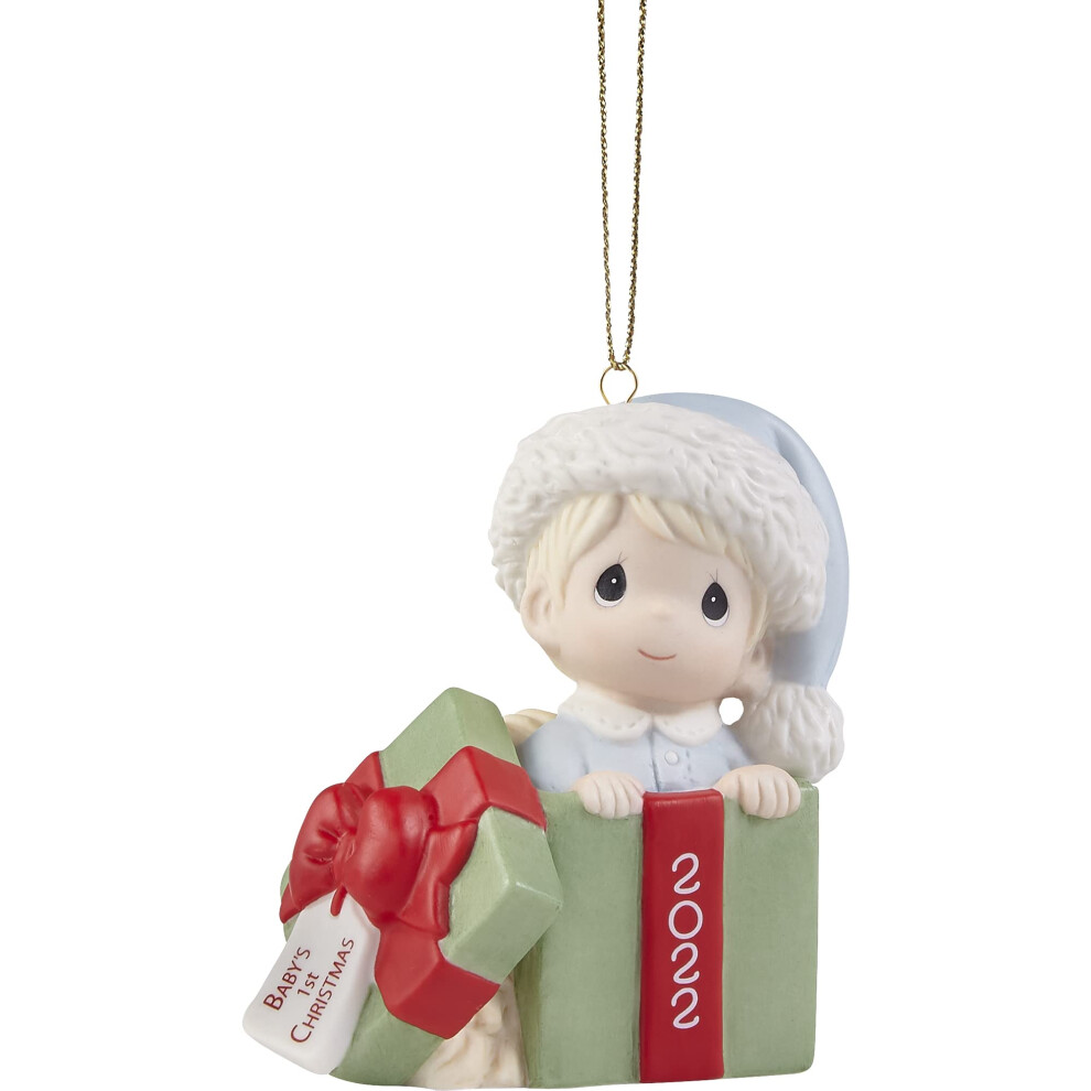 Precious Moments 221006 Babys First Christmas 2022 Dated Boy Bisque Porcelain Ornament Momentos Preciosos