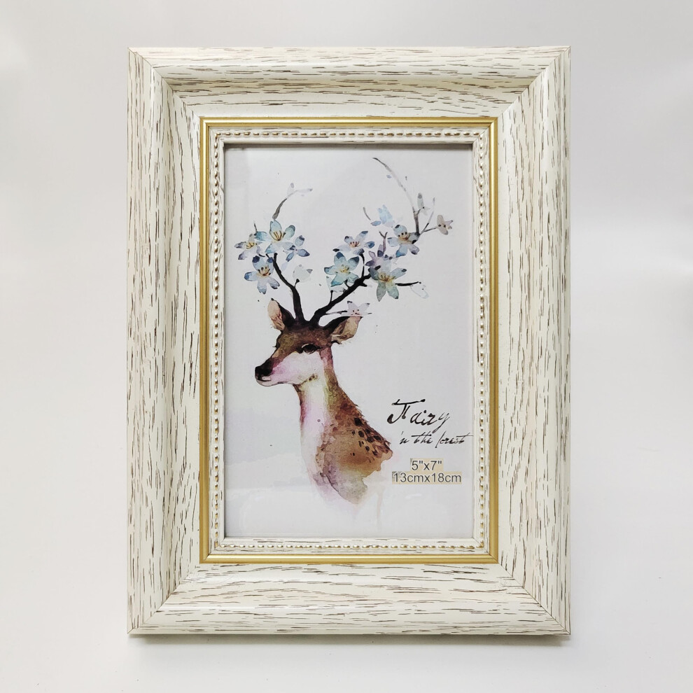 Cadres photo FRAMEWOLD 5x7 Blanc (couleur cr   me). Cadres 7x9. Ouverture frontale 4,8x6,8. Bleu fonc    et or. Panneau en plastique (pas en verre).