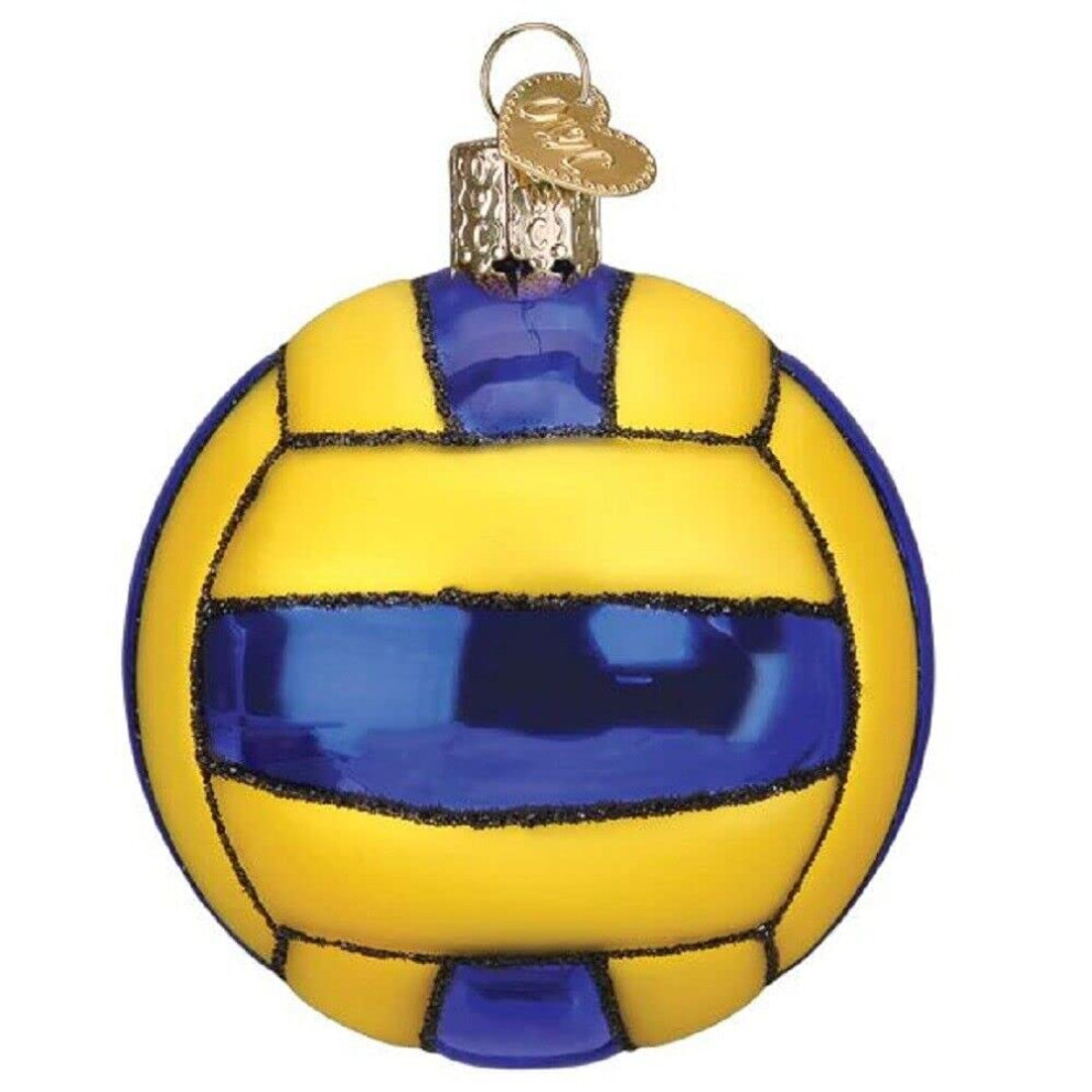 Adorno Navide O De Vidrio Soplado Con Forma De Bola De Waterpolo Del Viejo Mundo Para Rbol De Navidad-image