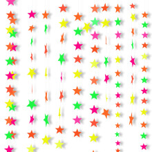 108ft Neon Glow Party Star Paper Garland UV Glow in The Dark Juhlatarvikkeet Seppeleet Neon Juhlanauhat Blacklight Fluoresoiva Juhlatarvikkeita synty