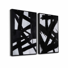 Zessonic alb -negru abstract arta de perete - pictura neagra accident vascular cerebral graffiti pentru camera de zi dormitor decor de birou 16 ""