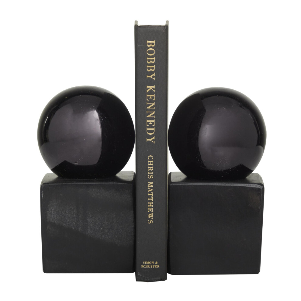 Serre-livres d   coratifs en marbre CosmoLiving par Cosmopolitan Orb 7 lb Serre-livres antid   rapants Lot de 2 Serre-livres de bureau 4 L 7 H Argent