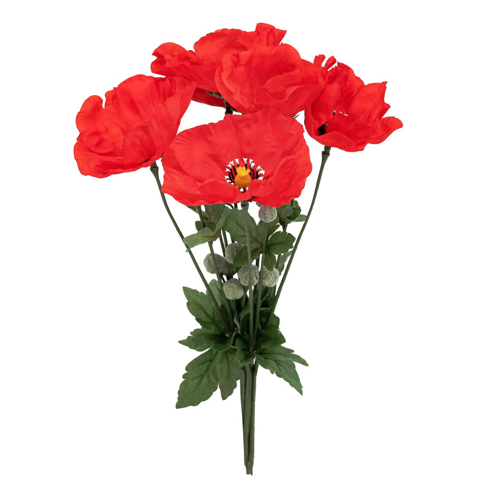 Flores Artificiales/Falsas/De Imitaci N Softflame - Rojo Amapola 6 Piezas Para Boda H-image