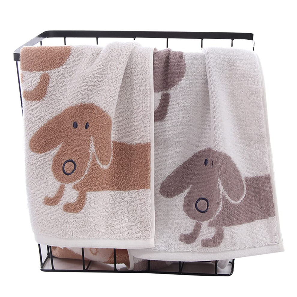 Kissvian Lot de 2 serviettes de bain en pur coton Motif chien de dessin anim    Serviettes pour le bout des doigts D   barbouillettes douces et absor