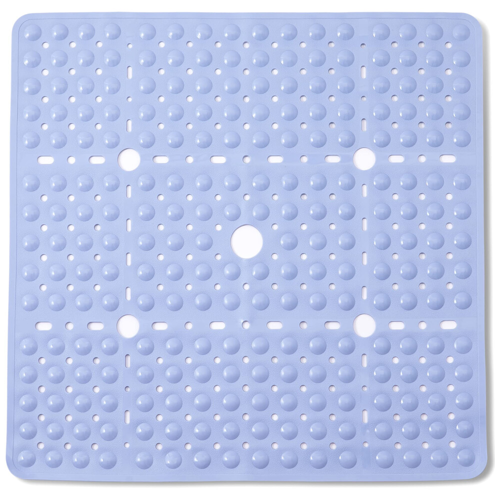 ENKOSI Grand tapis de douche carr    antid   rapant - Tapis de douche antid   rapant - Tapis de douche de salle de bain - Tapis de douche bleu - Tapis